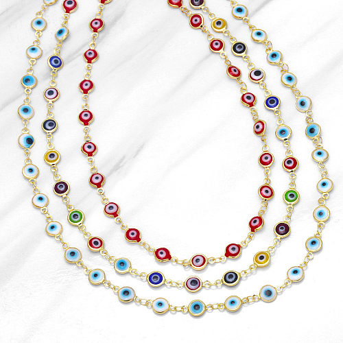 Modefarbe Türkei Teufelsauge Halskette Einfache Harzauge Kupfer Halskette