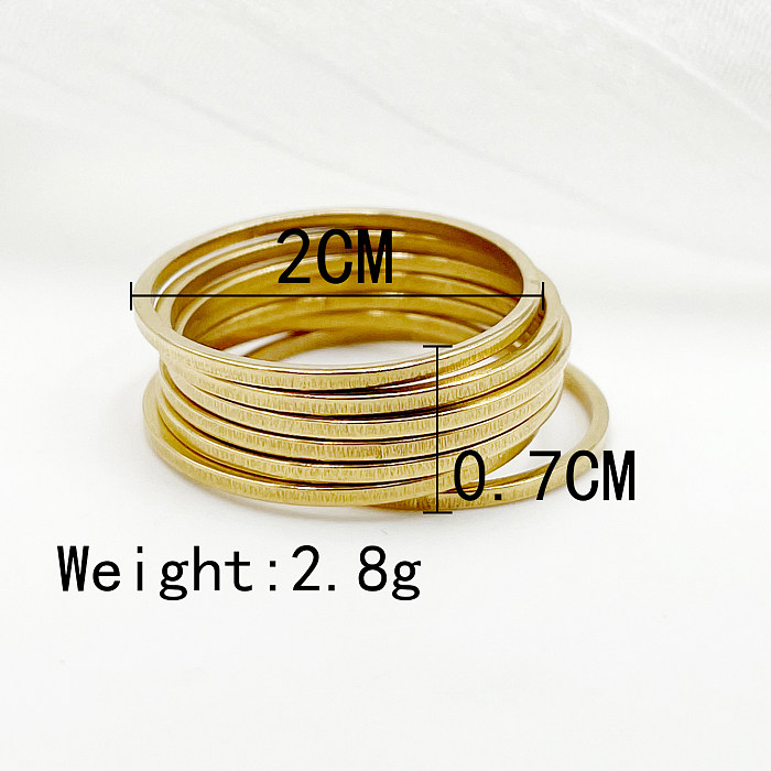 Classic Style Commute Cool Style Solid Color Stainless Steel Layered Gold Plated Rings