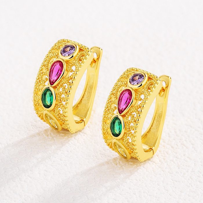 Retro Water Droplets Copper Inlay Rhinestones Women'S Jewelry Set