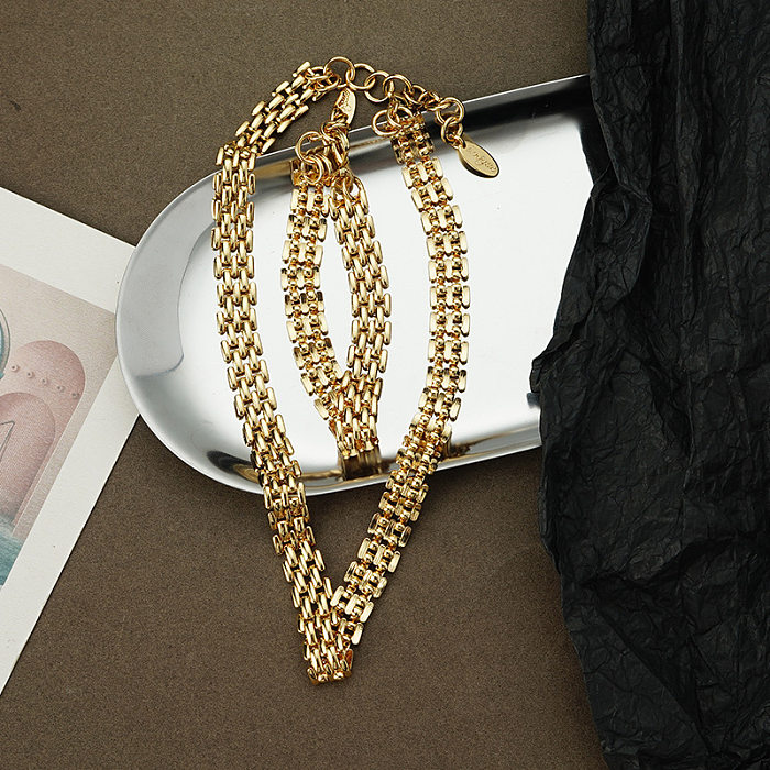 Fashion Solid Color Copper Plating 18K Gold Plated Women'S Bracelets Necklace