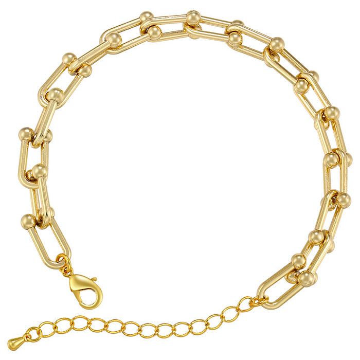 Collier de boucles d'oreilles de bracelets des femmes plaquées par or 18K de placage de cuivre de couleur unie de mode