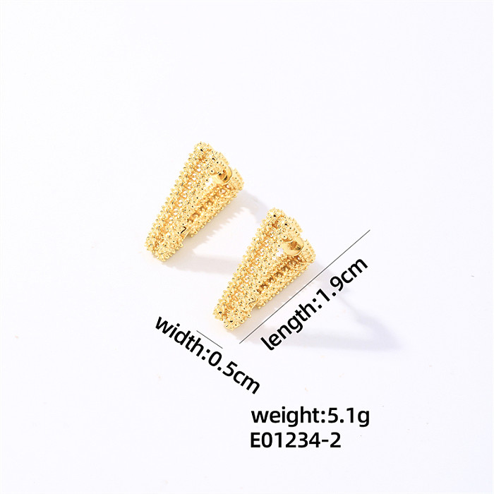 1 Paar lässige, süße, schlichte Ohrringe mit dreieckiger Beschichtung aus Kupfer, Weißgold und vergoldeten Ohrringen