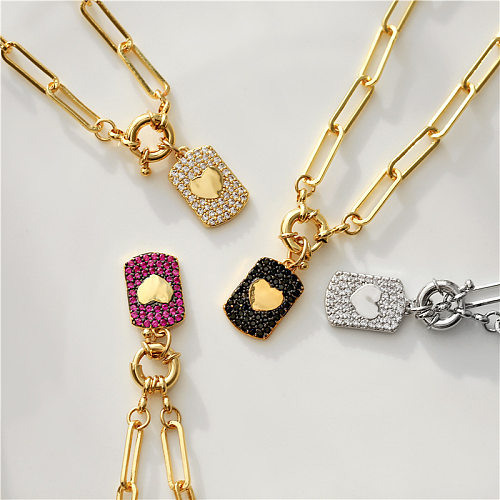 Mode eingelegte Zirkon fünfzackigen Stern geprägt Anhänger Kupfer Halskette Großhandel Schmuck