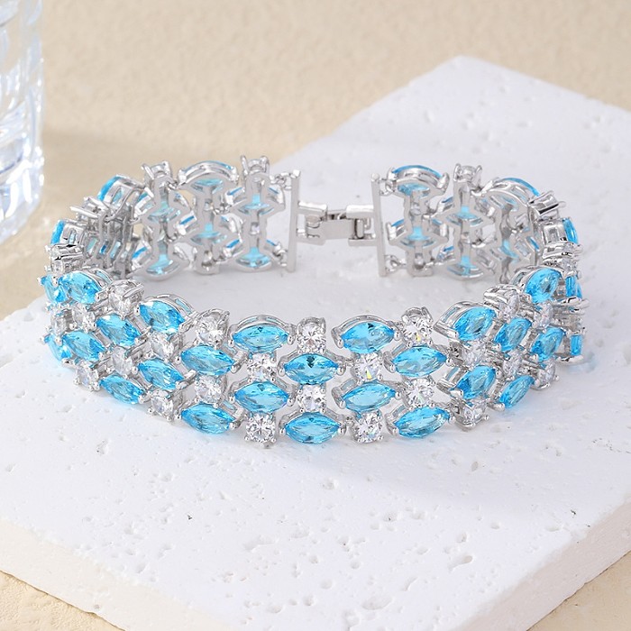 Simple Style Classic Style Round Copper Plating Hollow Out Inlay Zircon Bracelets