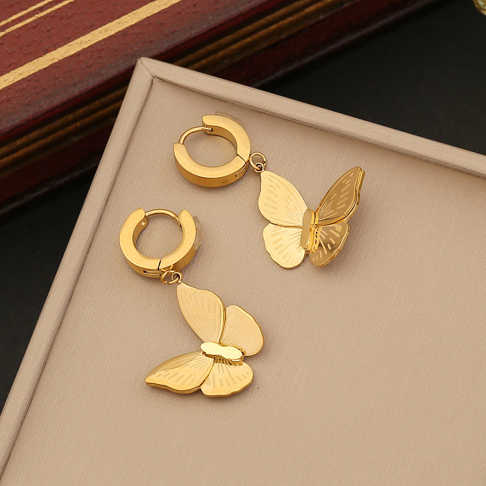 Collier rétro de boucles d'oreilles de bracelets des femmes de placage d'acier inoxydable de papillon