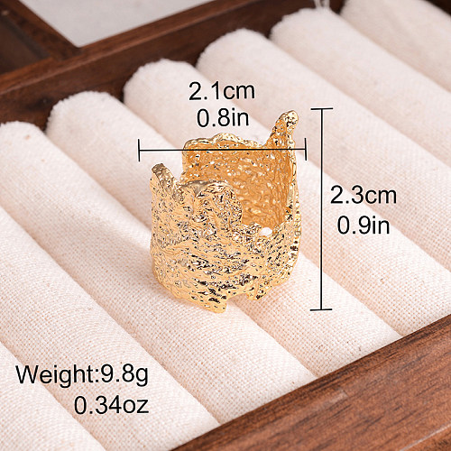 IG Style French Style Simple Style Irregular Copper Plating 14K Gold Plated Open Rings