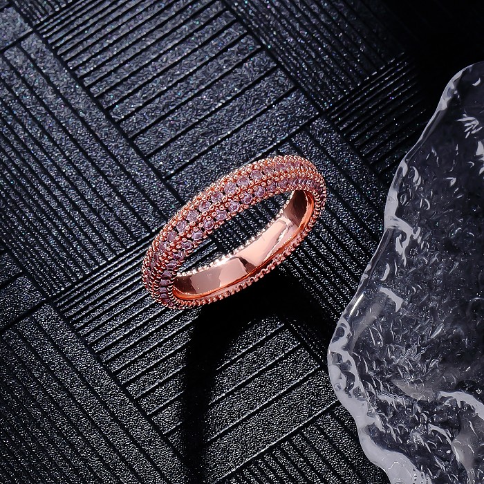 Bagues en Zircon avec incrustation de cuivre géométrique, style streetwear simple