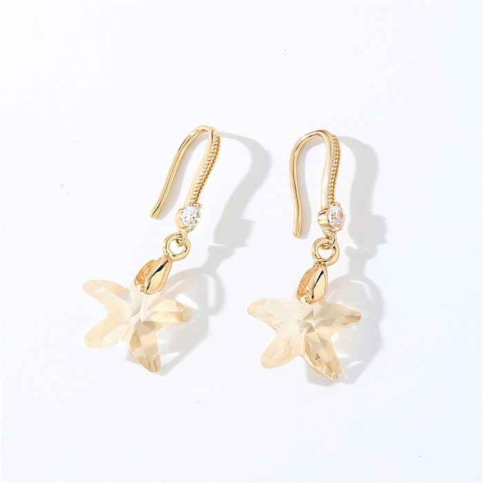 1 Pair Casual Elegant Modern Style Geometric Heart Shape Flower Copper Drop Earrings