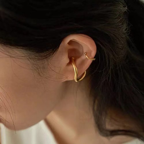 1 Pair Retro Solid Color Plating Copper Gold Plated Earrings