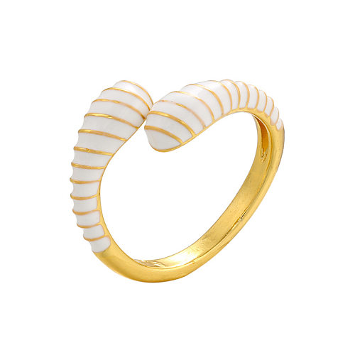 Drop Oil Opening Ring Caterpillar Snake-shaped Opening Color Ring 18K Gold-plated Women's Jewelry