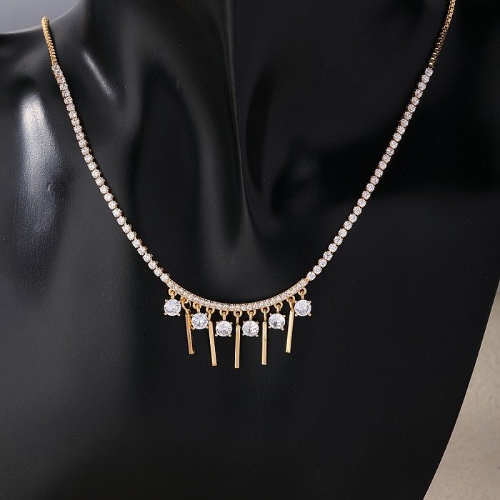 Collar colgante de Zircon plateado oro de cobre de la borla cuadrada del estilo simple a granel