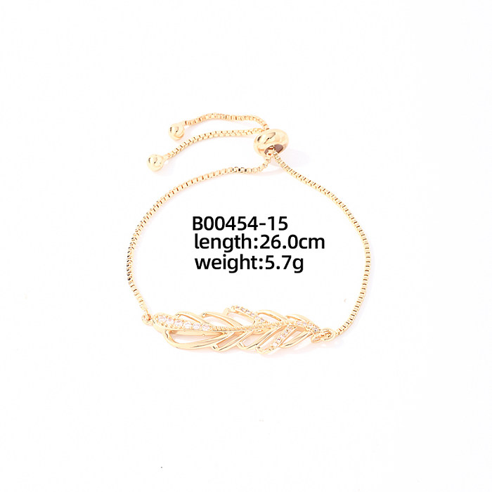 Décontracté doux géométrique trèfle à quatre feuilles carré placage de cuivre incrustation Zircon plaqué or blanc bracelets plaqués or