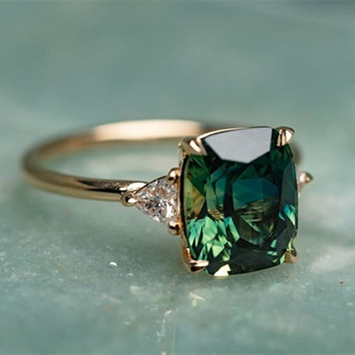 Anéis de pedras preciosas artificiais com embutimento quadrado retrô de cobre