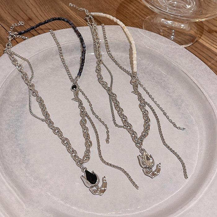 Mehrschichtige Halsketten mit Kupfer-Strasssteinen im schlichten Stil in großen Mengen