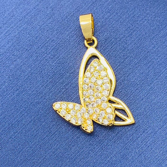 Simple Style Swan Heart Shape Butterfly Copper Irregular Rhinestones Opal Pendant Necklace