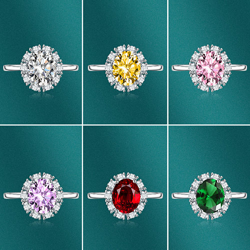 Moda nova oval rubi quatro garras anel de cristal verde cobre