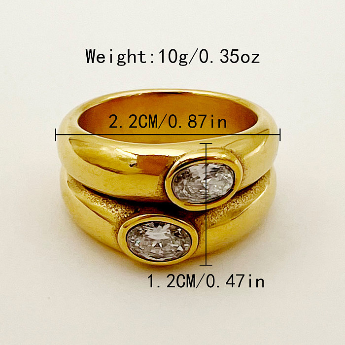 Glamouröse Vintage-Stil-Ringe mit geometrischer Edelstahl-Beschichtung und Zirkon-Inlay
