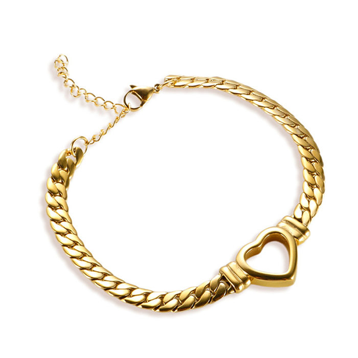 Collier de bracelets de placage en acier titane en forme de coeur de style simple