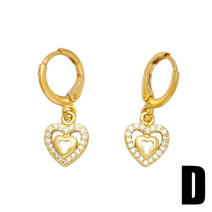 1 Pair IG Style Casual Streetwear Cross Devil'S Eye Moon Plating Inlay Copper Zircon 18K Gold Plated Drop Earrings