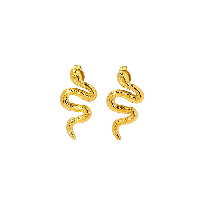 Collier de boucles d'oreilles plaquées en acier inoxydable serpent de style classique