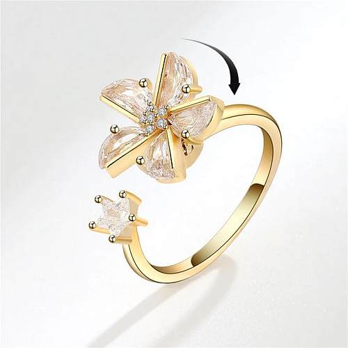 Fashion Geometric Copper Diamond Zircon Rings