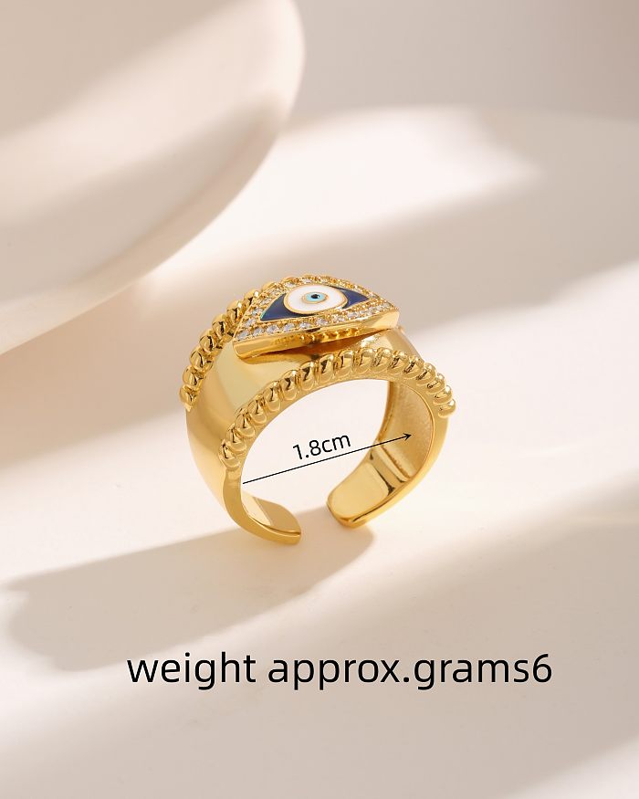 Hip-Hop-offene Ringe mit übertriebener luxuriöser Augenverkupferung und Inlay aus Zirkon und 18-karätigem Gold