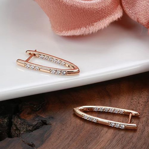 1 Pair Simple Style Letter Plating Inlay Copper Zircon Gold Plated Earrings