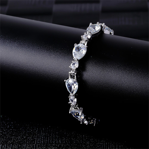 Casual Glam Square Water Droplets Copper Inlay Zircon Bracelets
