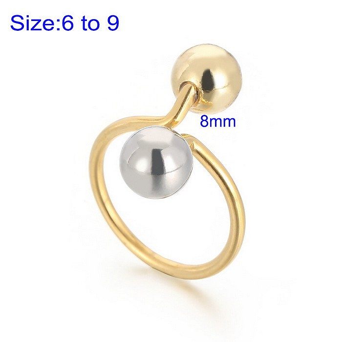 IG Style Schlichter Stil, rund, Titanstahl, Perlenbeschichtung, 18 Karat vergoldet, Ringe, Armbänder, Ohrringe