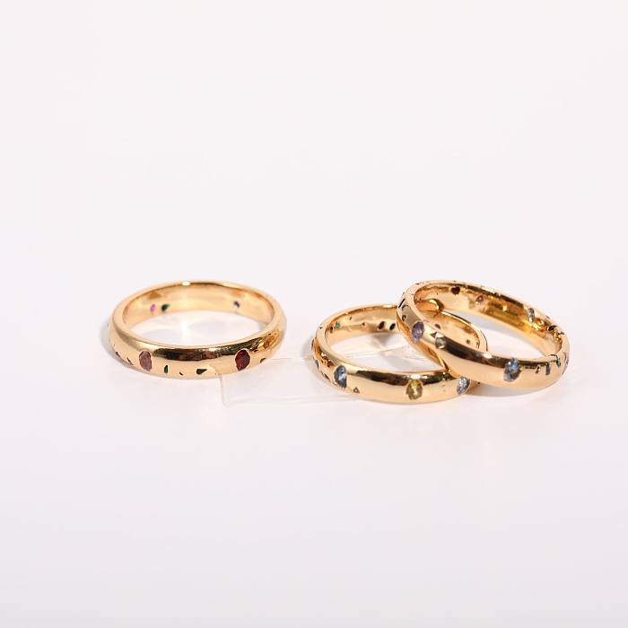 Anéis de zircão com incrustações geométricas de cobre da moda de 1 peça