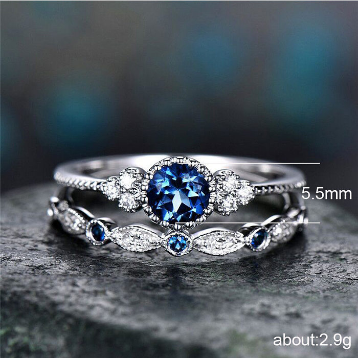 جديد الموضة الزركون السيدات خاتم النحاس مطلي الأبيض K مايكرو مجموعة خاتم الزمرد