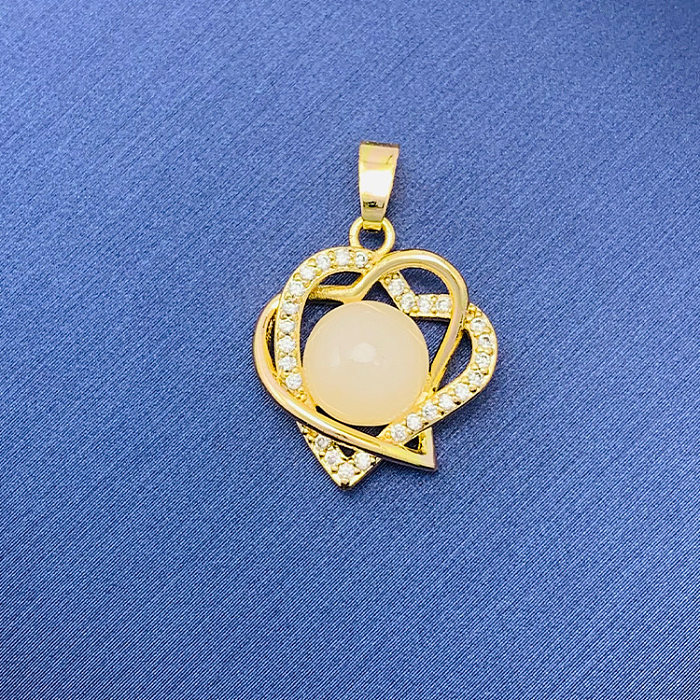 Simple Style Swan Heart Shape Butterfly Copper Irregular Rhinestones Opal Pendant Necklace