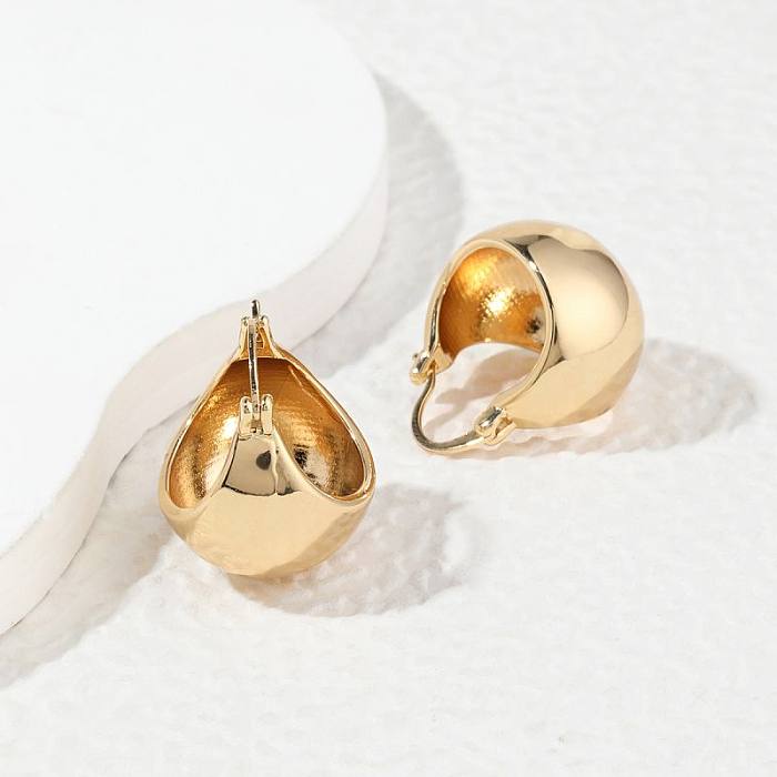 1 Pair Simple Style Semicircle Polishing Plating Copper 18K Gold Plated Earrings