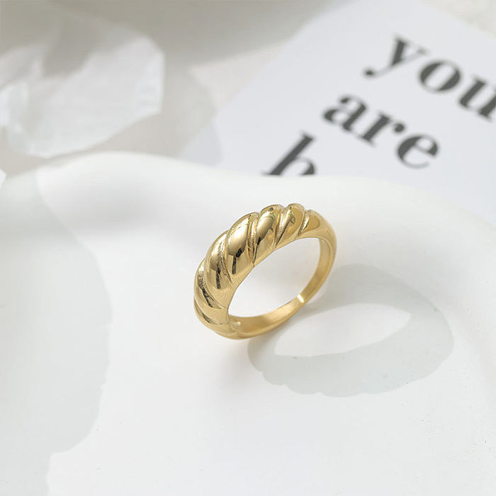 Retro Stripe Solid Color Titanium Steel Rings Plating Stainless Steel Rings