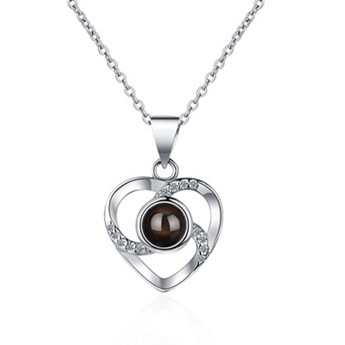 Classic Style Heart Shape Stainless Steel Copper Rose Gold Plated Gold Plated Silver Plated Pendant Necklace In Bulk