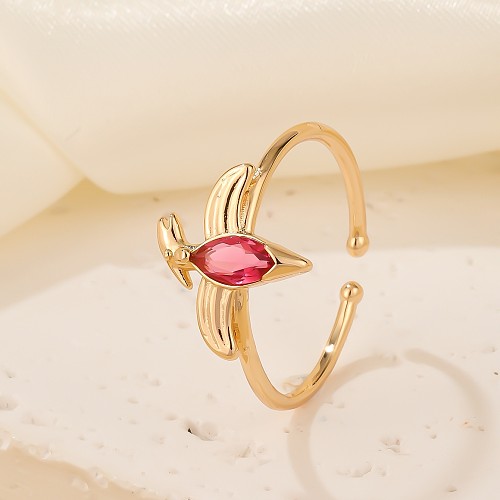 Cute Modern Style Animal Copper Plating Inlay Zircon Open Rings