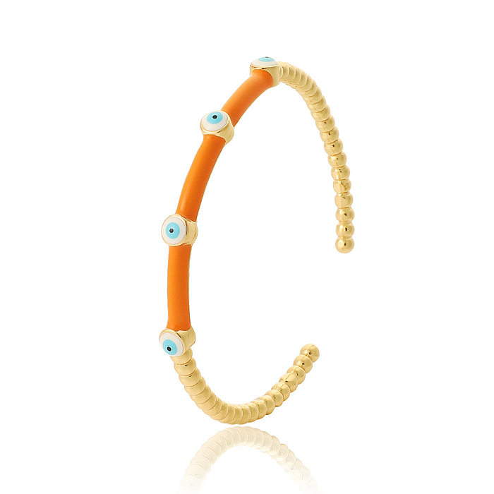 Streetwear Devil'S Eye Copper Beaded Enamel Plating Bangle
