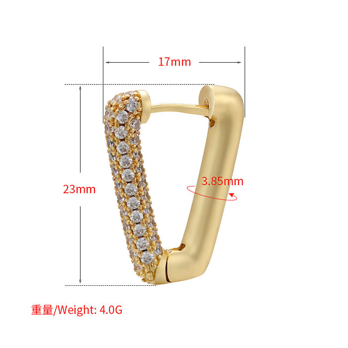 Simple Micro Inlaid Inverted Triangle Colored Diamond Ear Buckle Wholesale jewelry