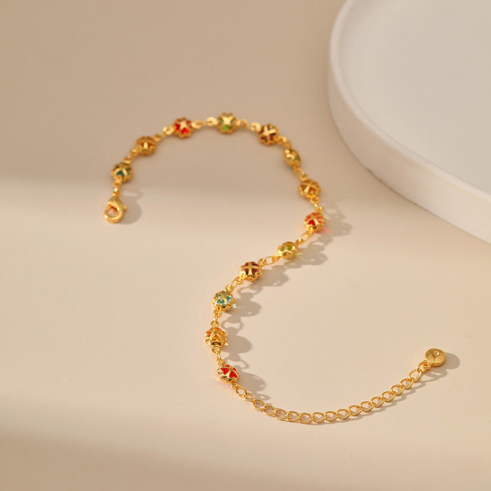 Modern Style Flower Copper Plating 18K Gold Plated Bracelets