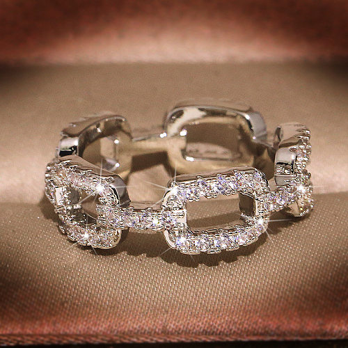 Elegant Lady Rectangle Copper Inlay Zircon Rings