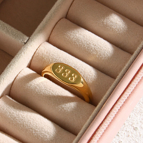 Mode galvanisierter ovaler digitaler Ring aus Edelstahl 18K