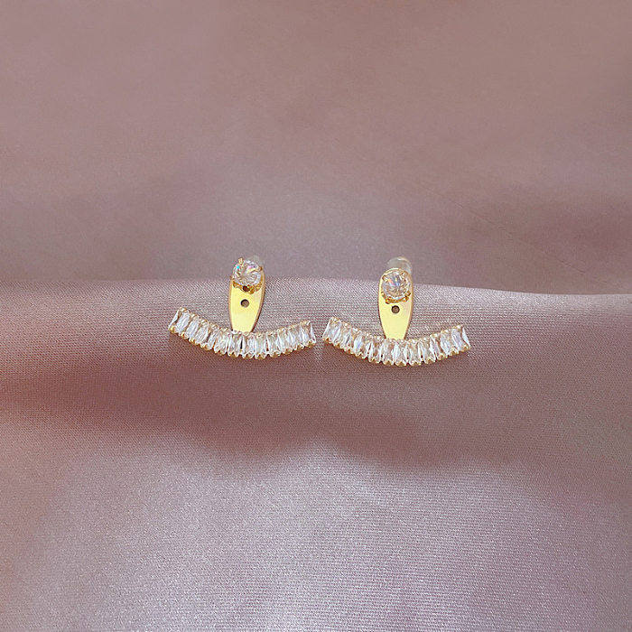 1 Pair Casual Simple Style Heart Shape Flower Butterfly Plating Inlay Copper Pearl Zircon Drop Earrings