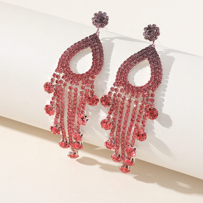 1 Pair Elegant Simple Style Heart Shape Inlay Copper Zircon Drop Earrings