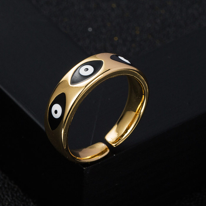 Mode Kupfer vergoldet echtes Gold Tropfen Öl Teufelsauge offene Kupfer Ring Zubehör
