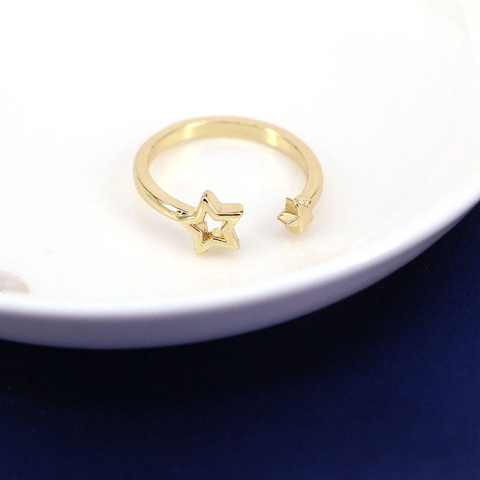 Anéis de cobre de zircão incrustados com revestimento de cobre estrela da moda estrela da moda