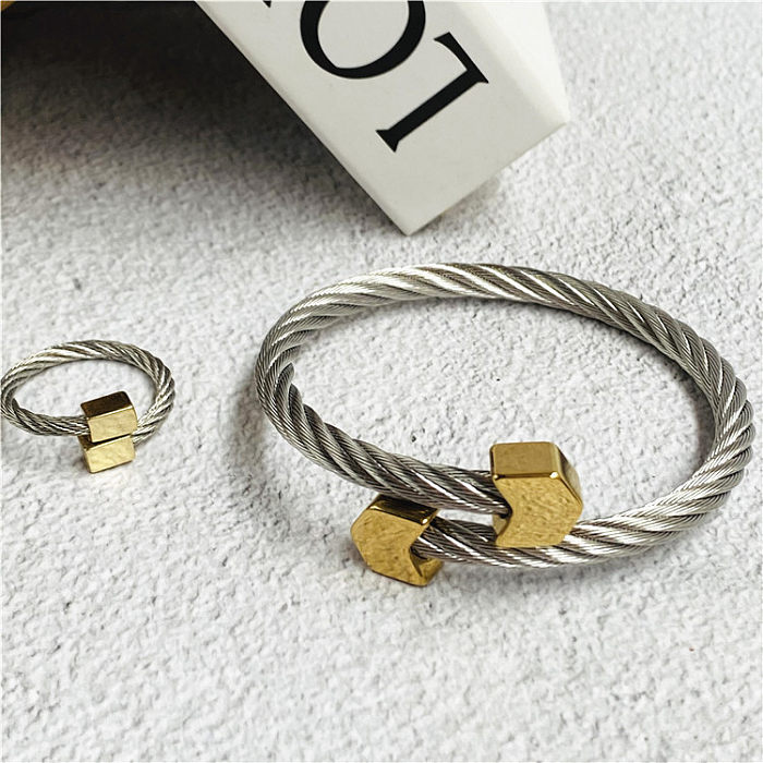 Bracelets à anneaux en acier inoxydable avec flèche et losange de style classique