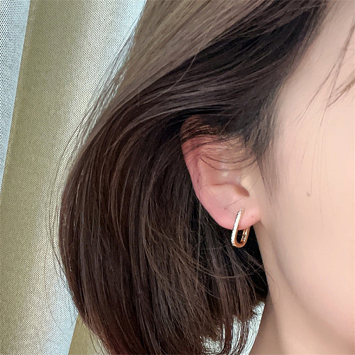 1 Pair Casual Vintage Style Simple Style Geometric Plating Inlay Copper Zircon Gold Plated Earrings