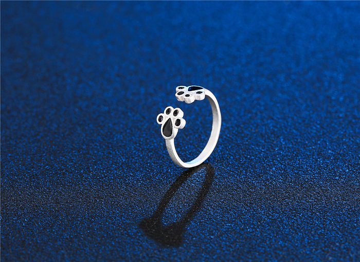 Cute Paw Print Copper Plating Open Ring 1 Piece