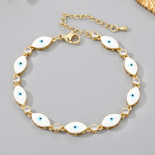 New Style Fashion Devil's Eye Fatima's Palm Copper Bracelet