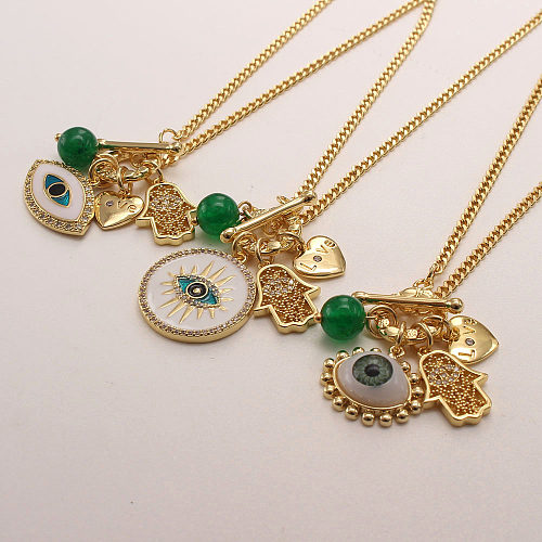 Fashion Devil'S Eye Copper Inlay Zircon Pendant Necklace 1 Piece